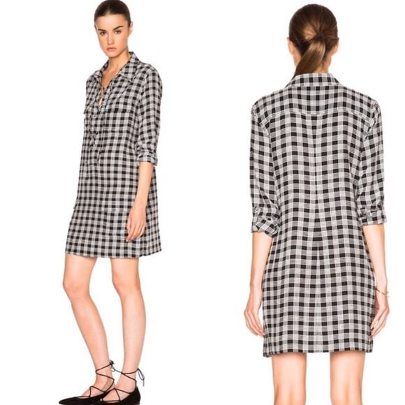 Equipment Knox Lace Up Plaid Silk Shirt Dress Size Small - Picture 9 of 13